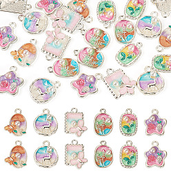 Mixed Shapes 24 шт 6 стили подвески из сплава эмали, с имитацией жемчуга, серебряные, разнообразные, 18.5~21.5x12~16x4.5~6 мм, отверстие : 1.5~2 мм, 4 шт / стиль