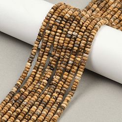 Пейзажный Джаспер Естественного изображения яшмы бисер нитей, рондель, 4x2 мм, отверстие : 0.8 мм, около 168 шт / нитка, 15.08'' (38.3 см)