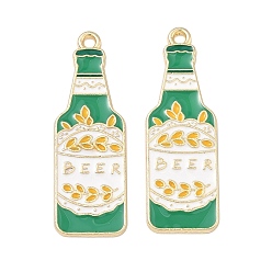 Морско-зеленый Подвески из эмали и сплава, подвески на пивные бутылки, золотые, цвета морской волны, 37x12.5x1.5 мм, отверстие : 1.8 мм
