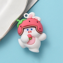 Малиновый Пластиковые подвески из пвх, кролик, малиновый, 46x37 мм