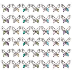 (52) Непрозрачная лаванда 42шт 7 цвета сплава стекла кабошоны, ногтей декоративные аксессуары, платина, бабочка, разноцветные, 9.5x10x3 мм, 6 шт / цвет