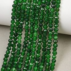 Green Dyed Natural Whie Jade Beads Strands, Rondelle, Faceted, Green, 4x3~3.5mm, Hole: 0.8mm, about 105~106pcs/strand, 14.57''~14.76''(37~37.5cm)