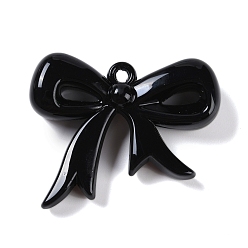 Черный Подвески из непрозрачного акрила, окрашенные распылением, бантом, чёрные, 40.5x49x11.5 мм, отверстие : 3.5 мм