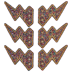 Coloré Écussons thermocollants/à coudre en polyester, feutrine et fil à broder à paillettes, appliques en tissu, ailes de chauve-souris, colorées, 82x60x2mm, Trou: 3mm