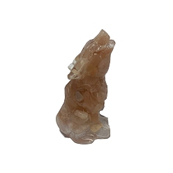 Лунный Камень Украшение для дисплея волка из смолы, с кусочками натурального лунного камня внутри для украшения стола домашнего офиса, 15x25x50 мм