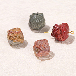 Alashan Agate Natural Alashan Agate Carved Beads, Lion Heads, 16mm