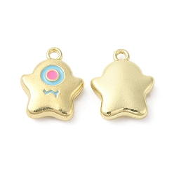 Doré  Pendentifs en émail , charme de monstre, or, 14.5x12x4mm, Trou: 1.5mm
