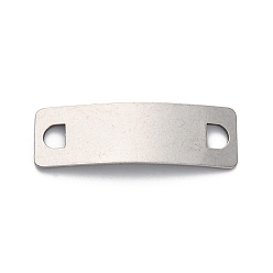 Нержавеющая Сталь Цвет 201 изогнутые прямоугольные подвески из нержавеющей стали, штамповка пустой метки, цвет нержавеющей стали, 14x42x1 мм, отверстие : 4.5x5.5 мм