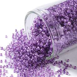 (935) Inside Color Crystal/Purple Lined Круглые бусины toho, японский бисер, (935) внутри цветной кристалл / фиолетовая подкладка, 15/0, 1.5 мм, отверстие : 0.7 мм, о 3000шт / бутылка, 10 г / бутылка