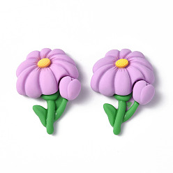 Blume Undurchsichtigen Cabochons, Blumenmuster, 31x23.5x8.5 mm