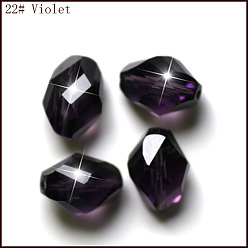 Темно-синий  Шифер Имитация Австрийские кристаллические шарики, класс AAA, граненые, двухконусные, темно-синий, 6x8 мм, отверстие : 0.7~0.9 мм