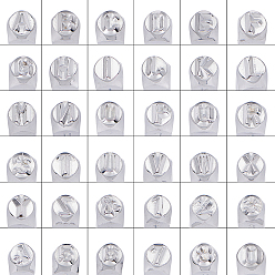 Платина Железные штампы, инструменты для штамповки, для кожгалантереи, включая букву a ~ z, число 0~8 и амперсанд &, платина, 64x8x8 мм, рисунок: 6 мм, 36 шт / коробка, 1box