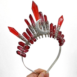 Красный Агат Натуральные ободки для волос из сердолика, корона для волос, для женщин девушек, 350x150 мм