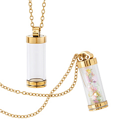 Doré  Kits de fabrication de collier bricolage, y compris les pendentifs en forme de bouteille en verre colonne, 304 collier de chaînes de câbles en acier inoxydable, or, 38x13mm, Trou: 4x4.5mm