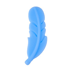 Deep-Sky-blau Feder-Brennperlen aus lebensmittelechtem Silikon, Deep-Sky-blau, 58x15 mm