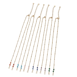 Золотой 304 изготовление ожерелий-сателлитов из нержавеющей стали, с синтетической бирюзой, натуральным агатом, белым нефритом и круглыми гранеными бусинами из агата, смешанные окрашенные и неокрашенные, разноцветные, золотые, 18.50 дюйм (47 см)