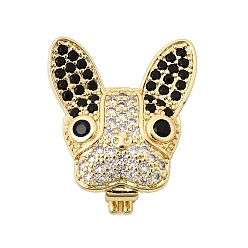 Настоящее золото 18K Латунные микро проложить кубического циркония раз за застежками, собака прелести, без кадмия и без свинца, долговечный, стойки покрытие, реальный 18 k позолоченный, 22x19x9 мм, отверстие : 10.5x2 мм
