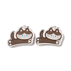 Camel Transparent Acrylic Pendants, Cat, Camel, 29x40x3.5mm, Hole: 2.7mm