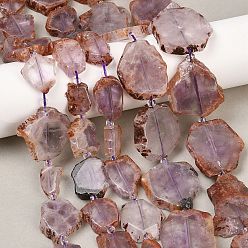 Лодолит Кварц Натуральные фиолетовые фантомные кварцы, фиолетовые лодолиты, срезы кварца, нити бусин, самородки, 13~38x12~34x5~8 мм, отверстие : 1.4 мм, около 11~16 шт / нитка, 14.96~15.35'' (38~39 см)