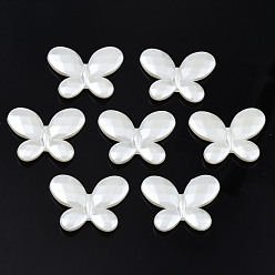 Ivoire Perles de nacre en plastique ABS, facette, papillon, blanc crème, 23x29.5x5mm, Trou: 1.5mm, environ290 pcs / 500 g