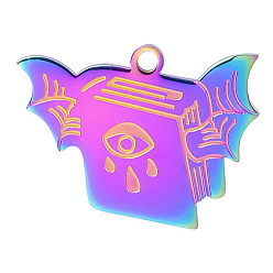 Rainbow Color 304 подвески из нержавеющей стали, книга с глазами и демоническим очарованием, Радуга цветов, 19x25 мм