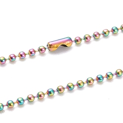 Rainbow Color Ионное покрытие (ip) 304 ожерелья из нержавеющей стали с шариковыми цепями, с разъемами мяч цепи, Радуга цветов, 29.53 дюйм (75 см), бусины : 2 мм