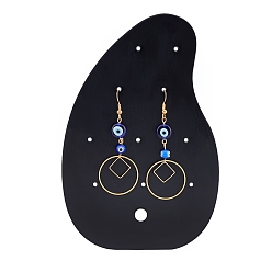 Black Acrylic Earrings Display Frame, with Iron Holder, Teardrop, Black, 15x10x0.3cm, Hole: 1.5mm and 4mm