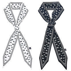 (52) Непрозрачная лаванда 2шт 2 шарф из полиэстера с защитой цветов для женщин, Рисунок черепа, универсальная повязка на голову и галстук, разноцветные, 1165x58x1 мм, 1 шт / цвет