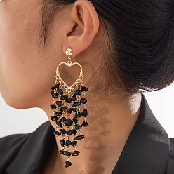 Золотой Серьги-гвоздики в форме сердца из сплава и железа в богемном стиле, золотые, 116x50 мм