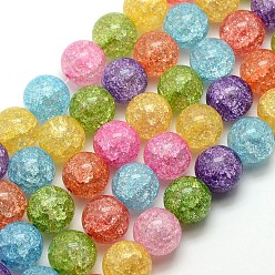 Mixed Color Synthetic Crackle Quartz Round Beads Strands, Dyed & Heated, Mixed Color, 8mm, Hole: 1mm, about 50pcs/strand, 15.5 inch