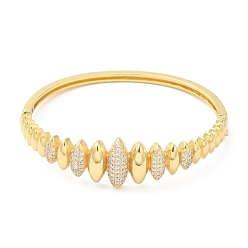 Real 16K Gold Plated Brass Oval Hinged Bangle with Cubic Zirconia for Women, Real 16K Gold Plated, Inner Diameter: 2-3/8 inch(6.1cm)