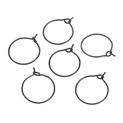 Черный 316 l хирургические серьги-кольца из нержавеющей стали, Подвески для винных бокалов, фурнитура, ионное напыление (IP), электрофорез черный, 16x0.7 мм, 21 датчик