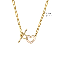 Сердце Ожерелье нержавеющей стали, с оболочкой, сердце, 15.75 дюйм (40 см)