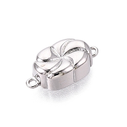 Платина Латунные магнитные застежки, овал со спиральным вихрем, платина, 16x8x5 мм, отверстие : 1.2 мм