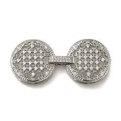 Платина Полка покрытие плоская круглая латунь микропаве прозрачный кубический цирконий складные застежки, долговечный, без свинца и без кадмия, платина, 48 мм