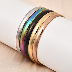 Mixed Color 304 Stainless Steel Plain Bangles for Women Men, Ion Plating(IP), Long-Lasting Plated, Mixed Color, Inner Diameter: 2.15 inch(5.45cm)