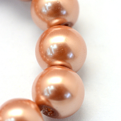 Sandy Brown Baking Painted Pearlized Glass Pearl Round Bead Strands, Sandy Brown, 10~11mm, Hole: 1.5mm, about 80~85pcs/strand, 31.4 inch1.5mm