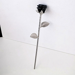 Обсидиан Резные розы из натурального обсидиана, Платиновый тон, латунная цветочная ветка для женщин и девочек, подарок на День Святого Валентина, 230 мм