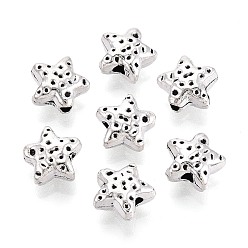 Античное Серебро Текстурированные тибетские бусины из сплава, звезда, античное серебро, 8.5x9x4.5 мм, отверстие : 1.7 мм, Около 555 шт / 500 г