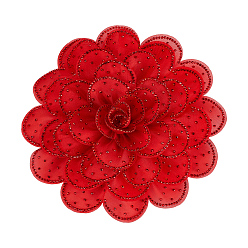 Roja Broches de flores de poliester, con rhinestone aleación fornituras, rojo, 153 mm