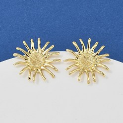 Золотой Серьги-гвоздики из солнечной латуни, золотые, 32x31 мм