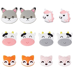 (52) Непрозрачная лаванда 12 шт 6 стиль пищевых экологически чистых силиконовых бусин, лиса, кошка, корова и лошадь, разноцветные, 20~30x23.5~31x7.5~9 мм, отверстие : 2~3 мм, 2 шт / стиль