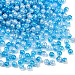 Темно-Голубой Абс имитация жемчужные бусины, круглые, два тона, глубокое синее небо, 6 мм, отверстие : 1.8 мм, Около 5000 шт / 500 г