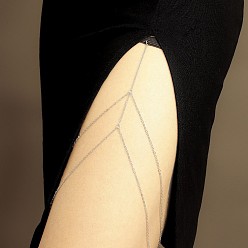 None Цепочка на бедро из сплава с кисточками, кружевная эластичная лента-цепочка для тела для женщин, платина, 460 мм