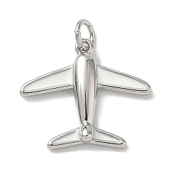 Белый Латунь эмаль подвески, прелести самолета, стойки покрытие, без кадмия и без свинца, долговечный, платина, белые, 17.5x20x3.5 мм, отверстие : 3.5 мм