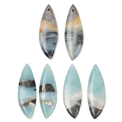 Flower Amazonite Подвески из натуральных цветов амазонита, Очарование лошадиных глаз, 39~40x13~13.5x4~5 мм, отверстие : 1.2 мм