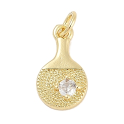 Настоящее золото 18K Латунные микро проложить кубического циркония подвески, ракетки для настольного тенниса подвески, без свинца и без кадмия, долговечный, стойки покрытие, с целью перехода в кольце, реальный 18 k позолоченный, 15.5x8.5x3 мм, отверстие : 3 мм