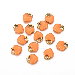 Седло Коричневый Ионное покрытие (ip) 304 брелоки из нержавеющей стали, эмалированные блестки, сердце замок, золотые, седло коричневый, 11x9.5x3.5 мм, отверстие : 2.5x4 мм