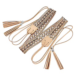 Фора Ремни-цепочки из искусственной кожи в богемном стиле с кисточками, с бусинами из сплава цветов, платина, оранжевые, 1690x28.5x9 мм