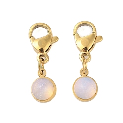 Опал Ионное покрытие (IP) 316 подвесные украшения из хирургической нержавеющей стали, подвески с застежкой-лобстером и опалитом, золотые, 18.5 мм